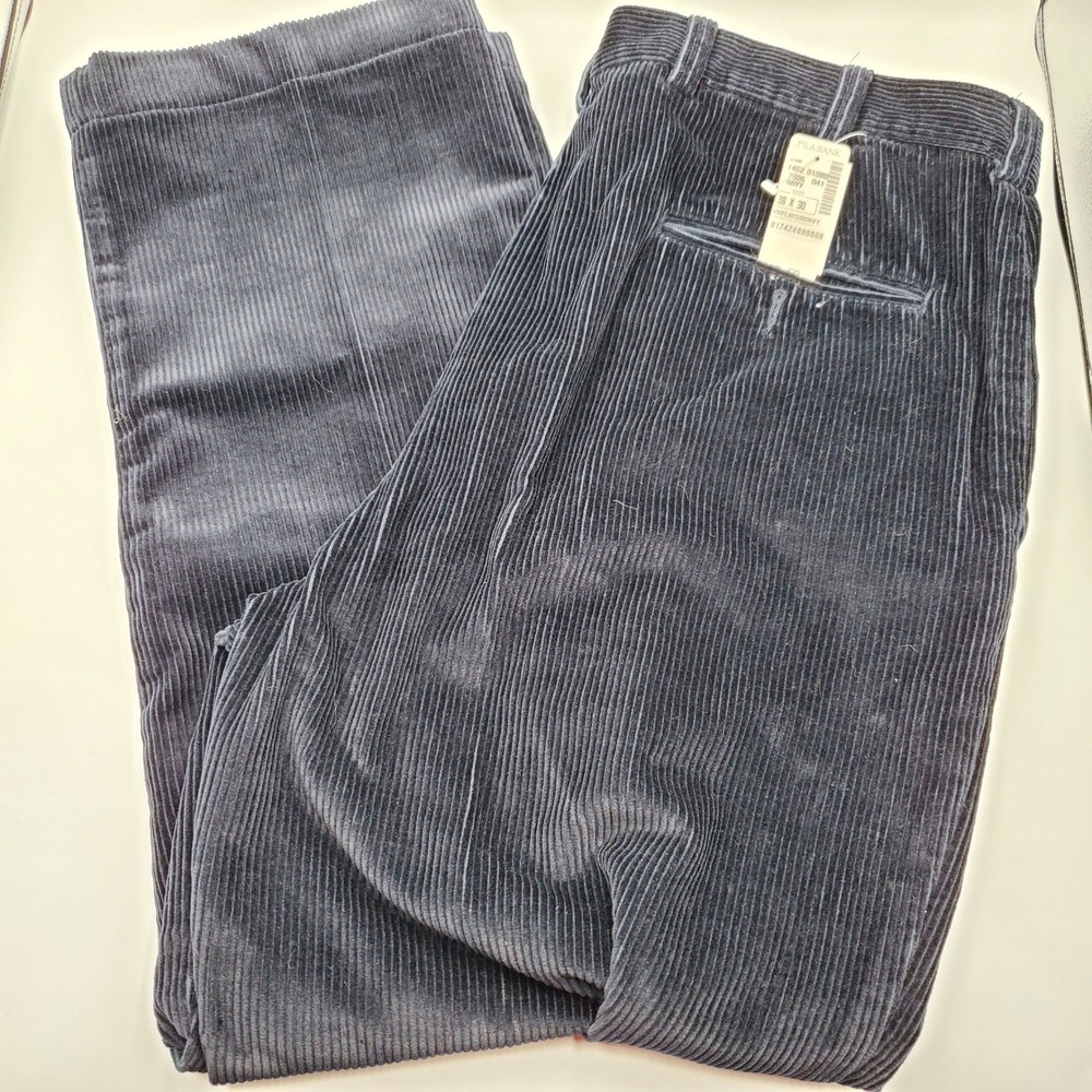 Jos. A. Bank Mens Navy Blue Pleated Corduroy Pants 38x30 WRPLNCORDNVY